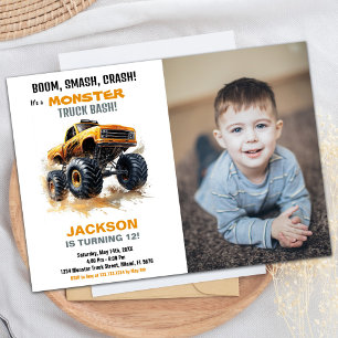 Orange Monster Truck Invitations Anniversaire Phot