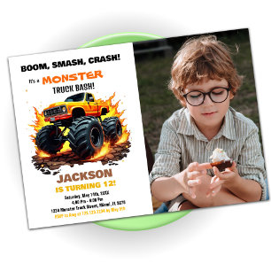 Orange Monster Truck Invitations Anniversaire Phot