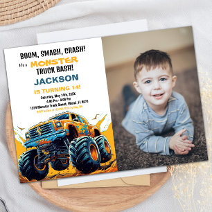Orange Monster Truck Invitations Anniversaire Phot