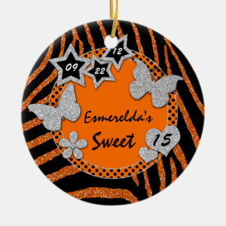 Orange noir argent Zebra Sweet 15 ornement photo