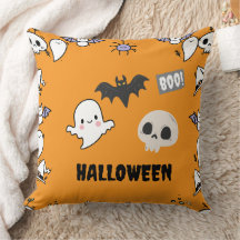 orange noir mignon coussin Halloween