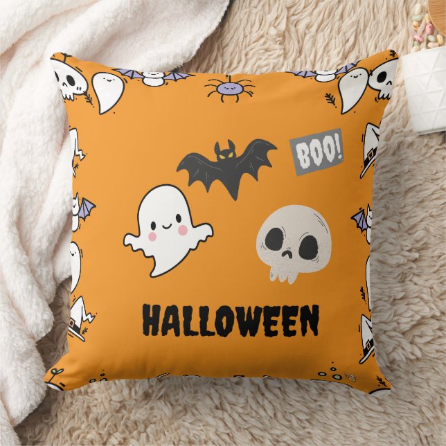 orange noir mignon coussin Halloween (Couverture)