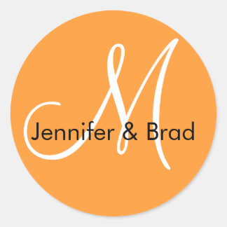 Orange Noms Monogramme Mariage Faveur Stickers