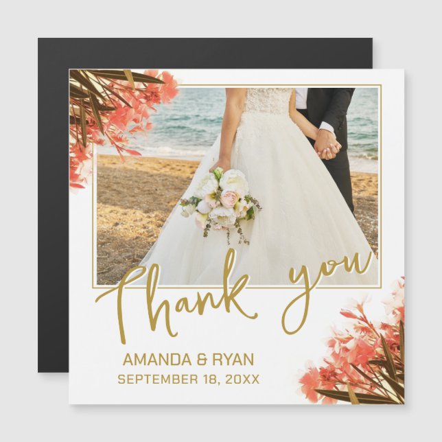 Orange Oleander Fleurs Merci photo Mariage (Devant / Derrière)