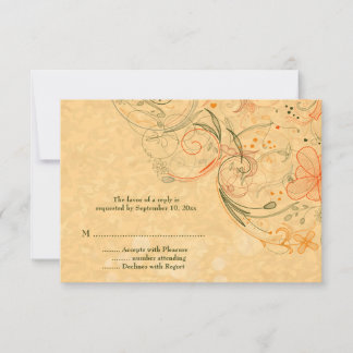 Orange & olive fleurs tourbillons mariage rsvp rép
