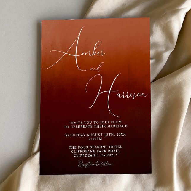 Orange Ombre Dark Glamor Boho Faire-part de mariag (Créateur téléchargé)