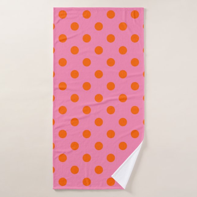 Orange On Rose Pois Design Motif (Serviette de bain)