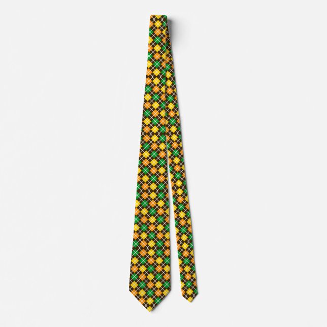 Orange or vert et Jacquard Brown Cravate à motifs (Devant)