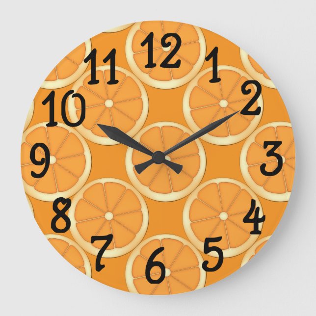 Orange Oranges Design Cuisine Mur Horloge (Recto)