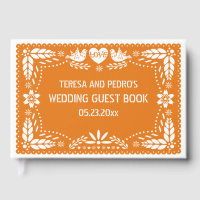 Orange papel picado inséparables livre d'or mariag