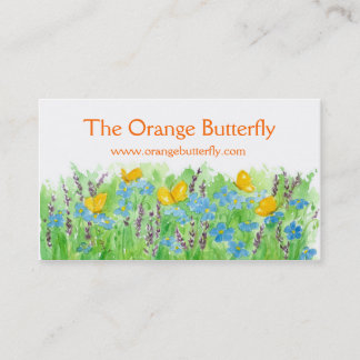 Orange Papillon Carte de visite Bleu Fleur sauvage