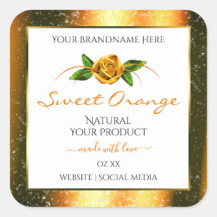 Orange Parties scintillant blanc Étiquette Rose Fl