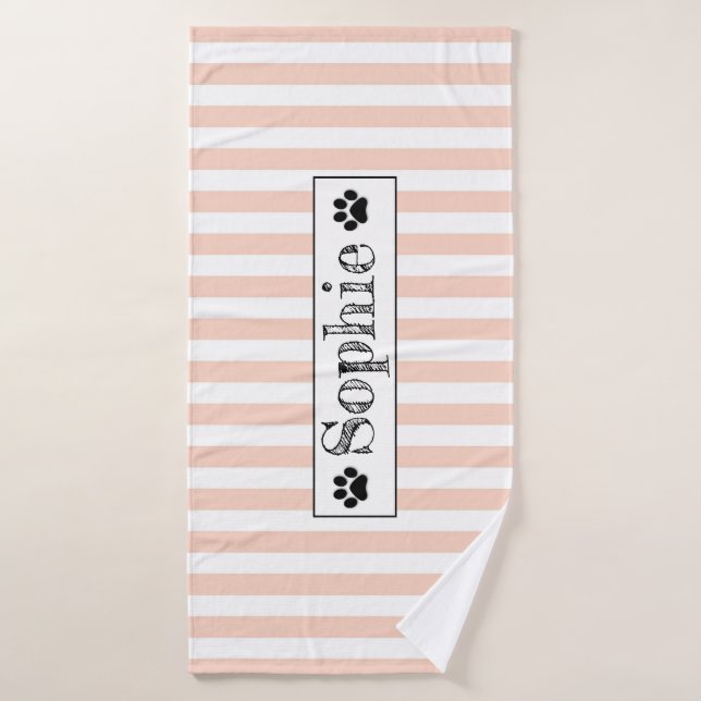 Orange Pastel Stripes Chien Personnalisé Chat Anim (Serviette de bain)