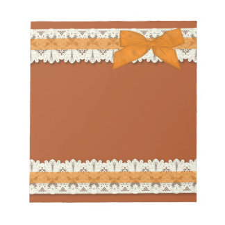 Orange pays en dentelle ruban arc grand bloc-notes