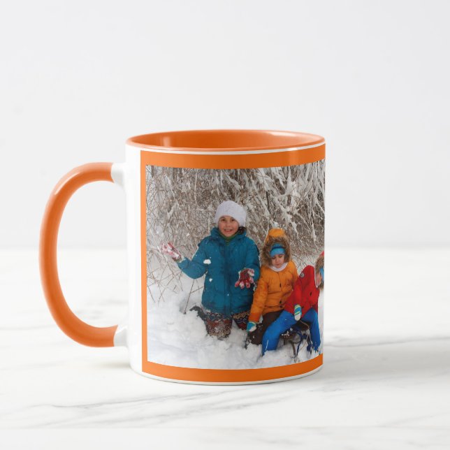 Orange Personnaliser Modèle photo Cadeau Mug Café (Gauche)