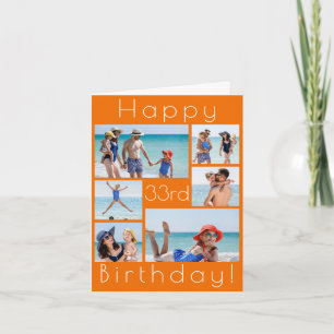Orange Photo Collage Carte Anniversaire - Custom A