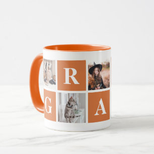 Orange Photo Collage personnalisé Mugs pour grand