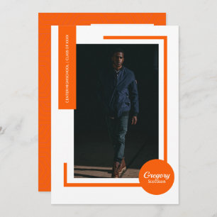 Orange Photo Moderne Invitation de la graduation p