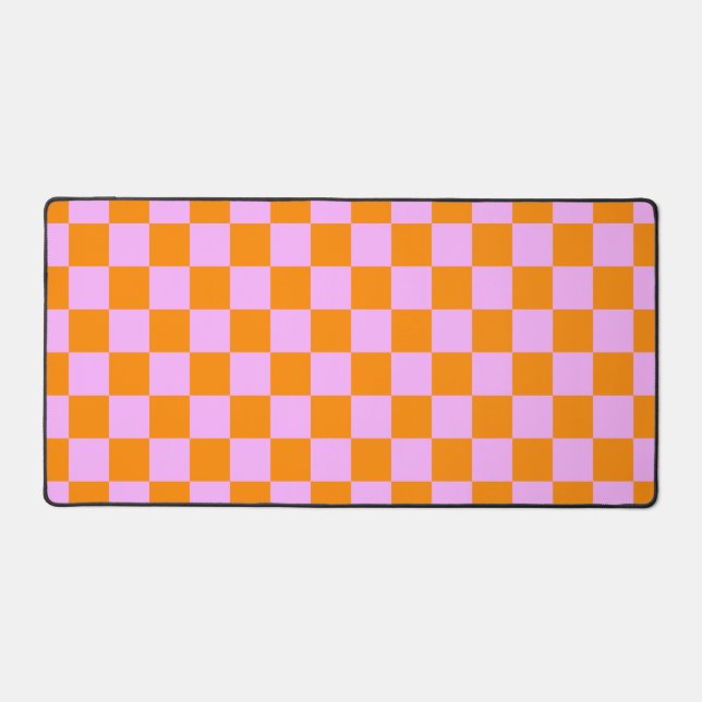 Orange + Pink Check À damiers Motif de tableau de  (Recto)