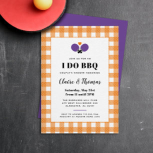 Orange Plaid I Do BBQ Pickleball Invitation