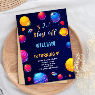 Orange Planet Espace Extérieur Invitations Anniver