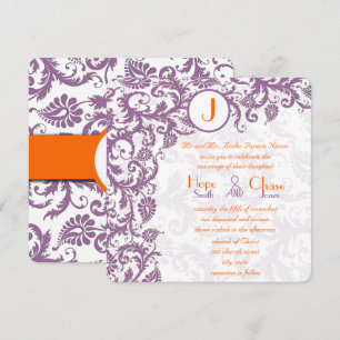 Orange Plum Damask Faire-part de mariage