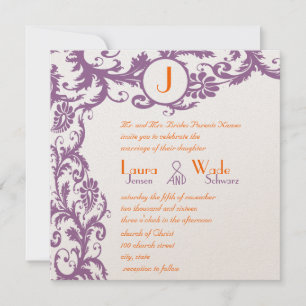 Orange Plum Damask Faire-part de mariage