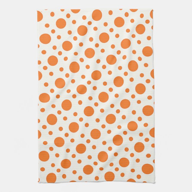 Orange Polka Dot Retro Design Serviette de cuisine (Vertical)