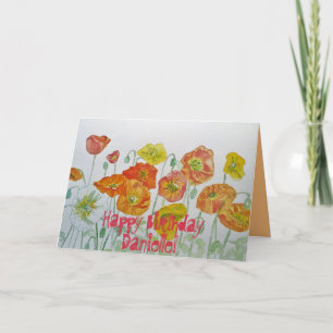 Orange Poppies Aquarelle Bonne carte d'anniversair