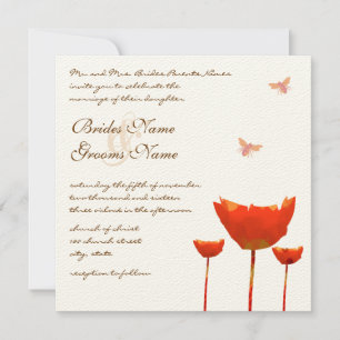 Orange Poppies & Bumble Bees Faire-part de mariage