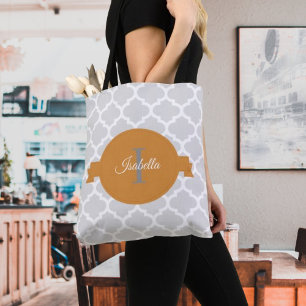 Orange Quatrefoil Sac fourre-tout personnalisé