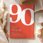 Orange Red 90th Birthday Party Invitation<br><div class="desc">Voici une invitation amusante à la fête du 90e anniversaire orange et blanc qui allie harmonieusement le charme de l'ancien monde de la police courageuse numéro '90' avec un modèle moderne et convivial. Cette invitation n'est pas seulement une carte, c'est un souvenir significatif de chérir le jalon du 90ème anniversaire....</div>