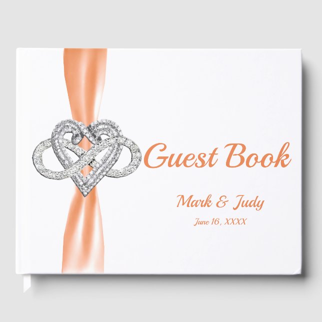 Orange Ribbon Infinity Heart Mariage Livre d'or (Recto)