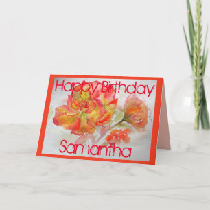 Orange Rose Aquarelle Rose fleurs florales Carte