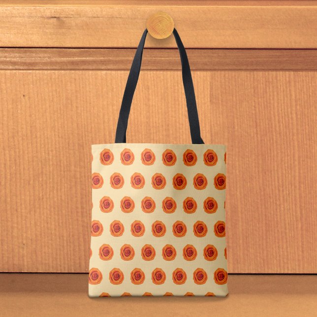 Orange Rose Seamless Pattern Tote Bag (Tote bag with seamless pattern of an orange rose)