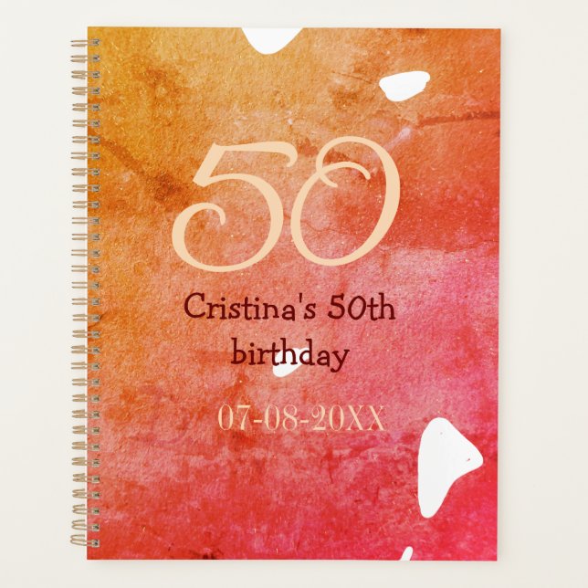 Orange rouge 50 anniversaire ajouter nom date p (Devant)