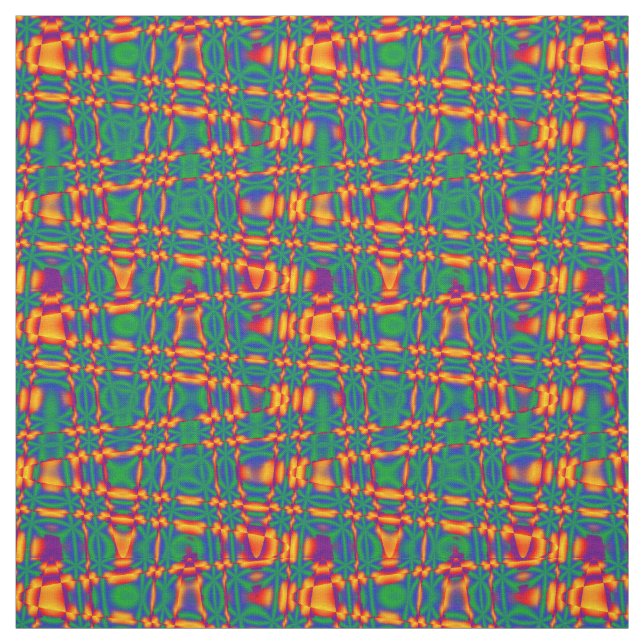 Orange rouge flamme vert bleu Zigzag tissu Motif (Échantillon)