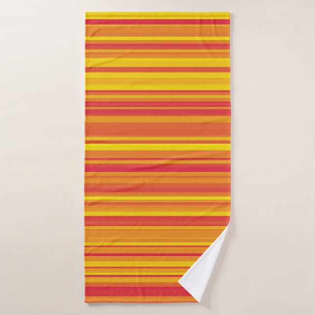 Orange rouge jaune rayures (Serviette de bain)