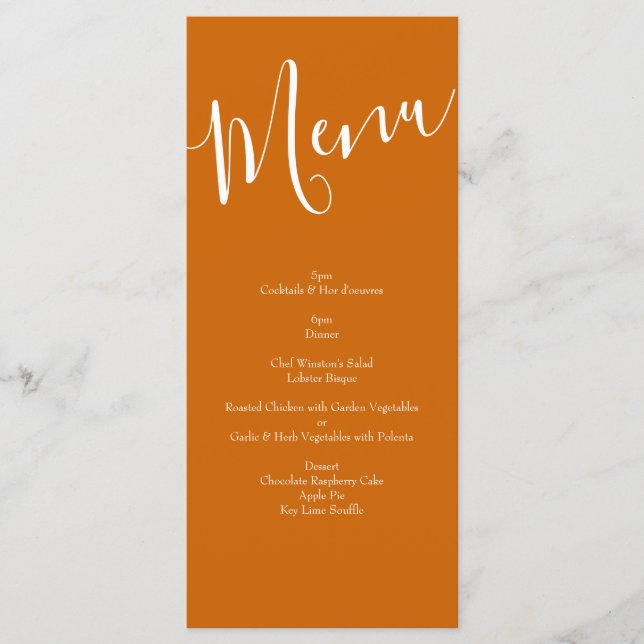Orange & Rouille Fall Peony & Mariage Rose Menu (Devant)