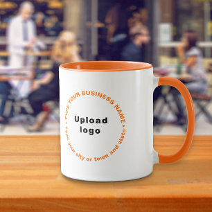 Orange Round Motif of Business Textes Combo Mug