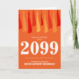 Orange Row of Tassels Photo Graduation Invitation