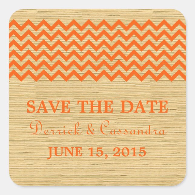 Orange Rustic Chevron Enregistrer les stickers Dat (Devant)