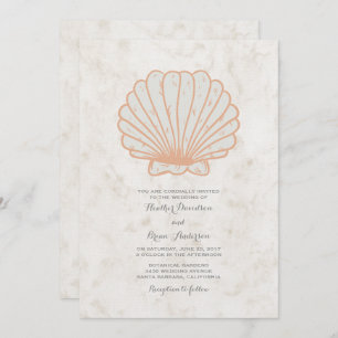 Orange Rustic Seashell Mariage Invitation