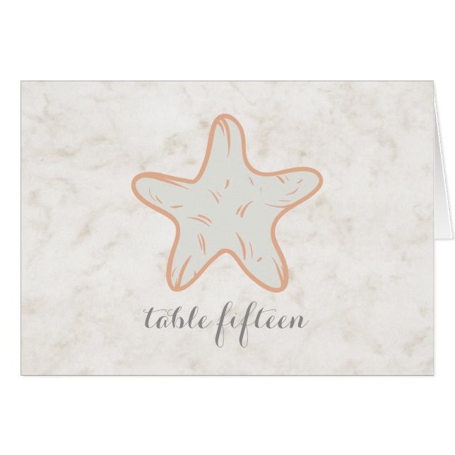 Orange Rustic Starfish Mariage Numéro de table (Devant horizontal)