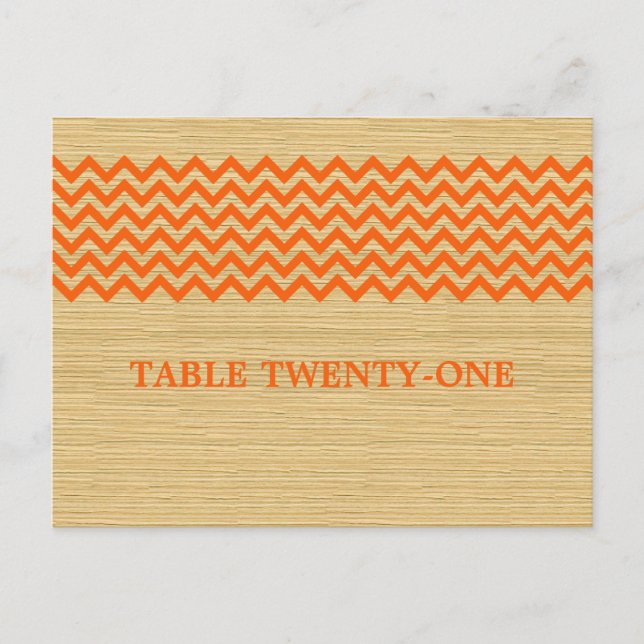 Orange Rustique Chevron Numéro de table Carte post (Devant)