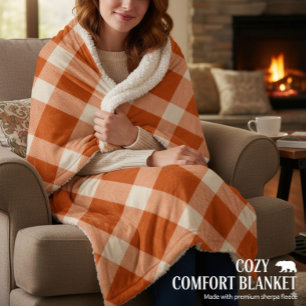 Orange rustique et crème Plaid Maison de campagne