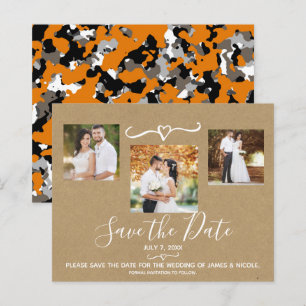 Orange rustique gris camouflage Kraft Photo Enregi
