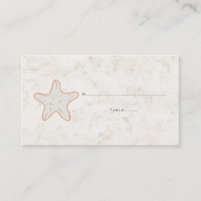 Orange Rustique Starfish Mariage Cartes de Place (Devant)