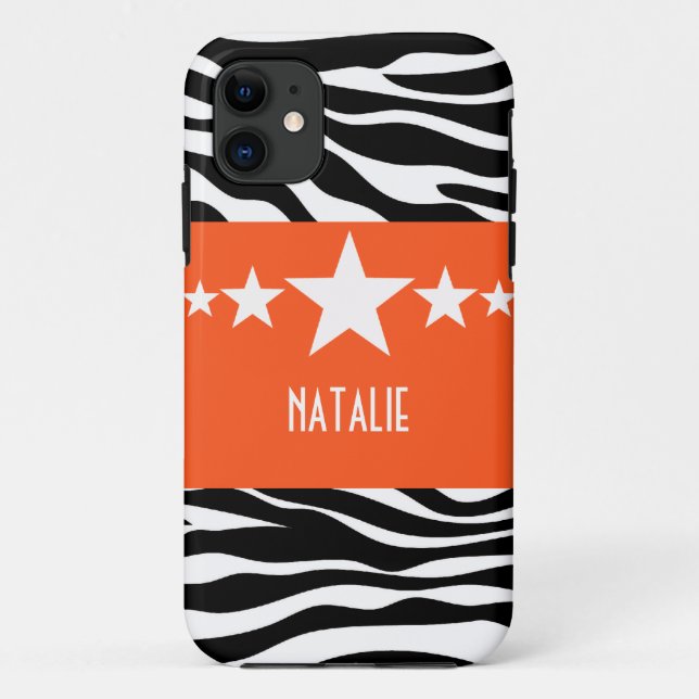 Orange Sassy Star Zebra BT iPhone 5 Coque (Dos)