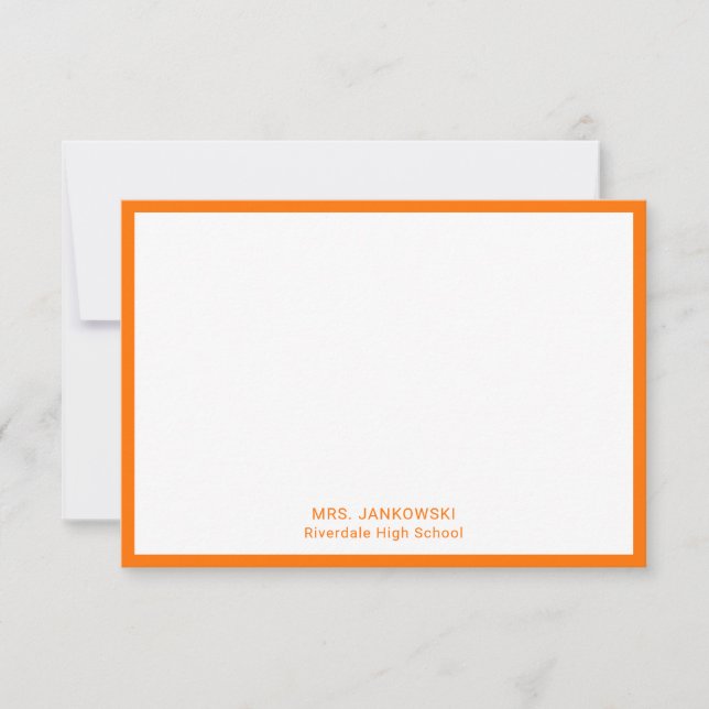 Orange School Colours Enseignant Merci Cartes de n (Devant)